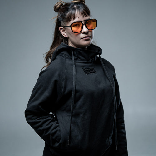 Hoddie Calavera bordado en negro CALAVERA con bolsillo secreto UNISEX